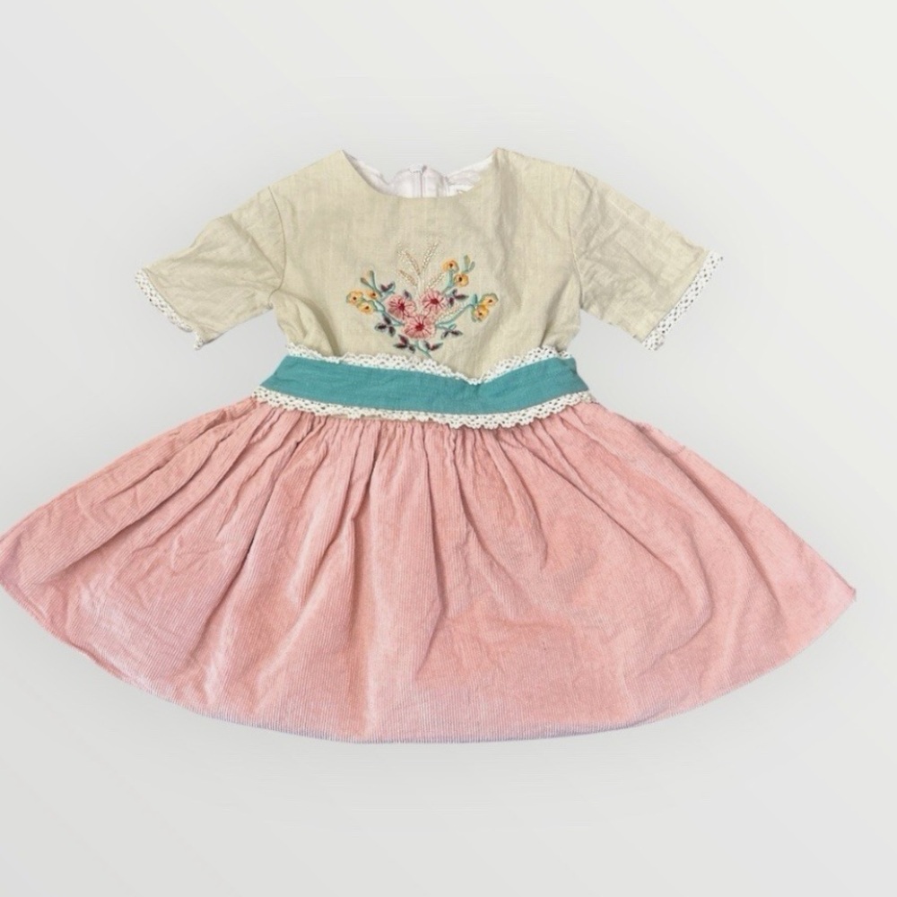 Evie’s Closet Baby Girls Boutique Dress Size 12 months Embroidered Linen Spring
